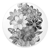 Vintage Blumen-Schwarz-weißer Druck
