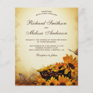 Vintage-Blumen-Sonnenblumen-Hochzeitseinladung zum