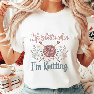 Vintage-Blumen-Strickliebhaber-Damen T-Shirt