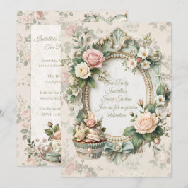 Vintage-Blumen-Teeparty-Süße-16-Einladung Einladung