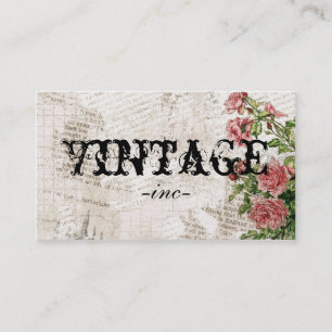 Vintage Blumen über beunruhigtem Text Visitenkarte