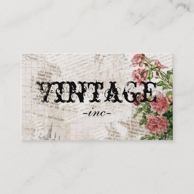 Vintage Blumen über beunruhigtem Text Visitenkarte (Vorderseite)