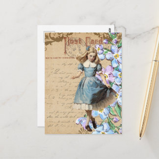 Vintage Blumen und Alice Collage Postkarte