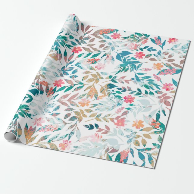 Vintage Blumen- und Foliage Geschenkpapier (Ungerollt)