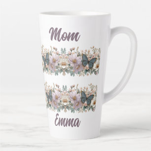 Vintage Blumen und grüner Schmetterling für Mama Milchtasse