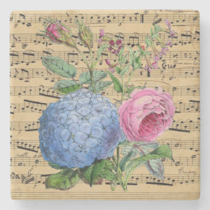 Vintage-Blumen und Notizen Steinuntersetzer
