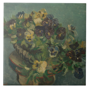 Vintage Blumen Van Gogh Stiefmütterchenkorb Fliese