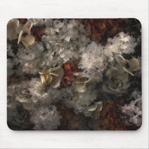 Vintage Blumen Weiße Und Rost Hydrangea Botanisch Mousepad