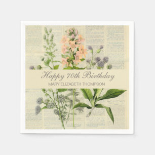 Vintage-Blumen zum 80. Geburtstag Serviette