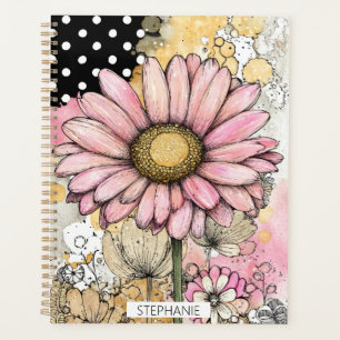 Vintage Blumenaquarell-Polka-Punkt-Kunst (5) Planer