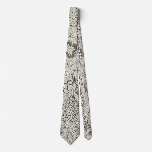 Vintage Blumenart Grau Krawatte (Vorderseite)