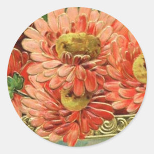 Vintage-Blumenaufkleber Runder Aufkleber
