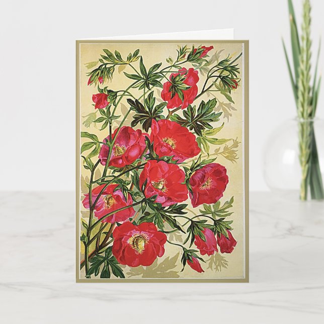 Vintage Blumenbeete Geburtstagsgrußkarte Karte (Vorderseite)