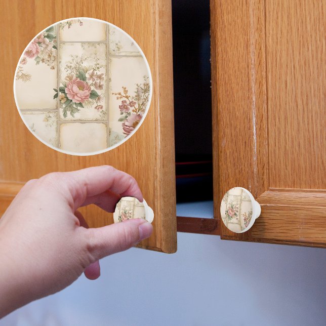 Vintage Blumenblöcke Keramikknauf (Von Creator hochgeladen)