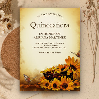 Vintage Blumenblume 15. Geburtstag Quinceanera Einladung