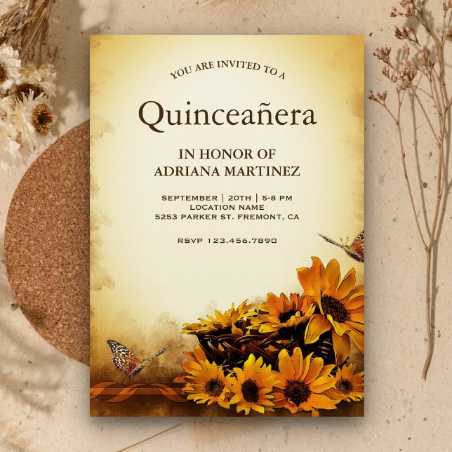 Vintage Blumenblume 15. Geburtstag Quinceanera Einladung (Von Creator hochgeladen)