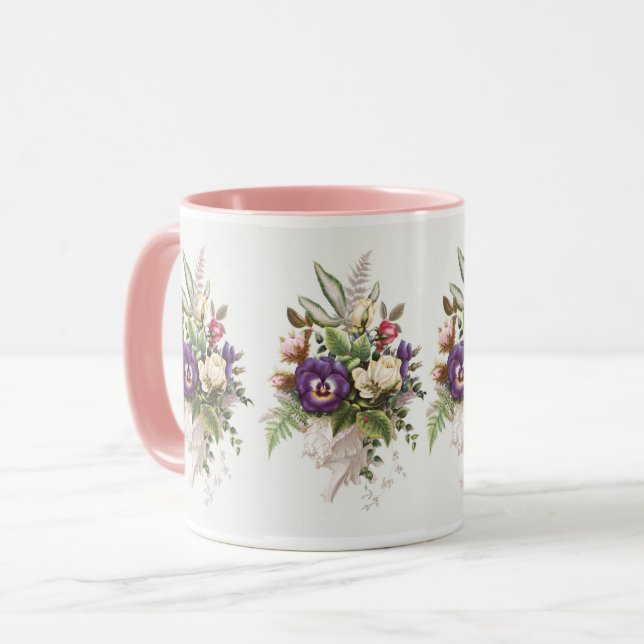 Vintage BlumenBouquet-Blume Tasse (Vorderseite Links)