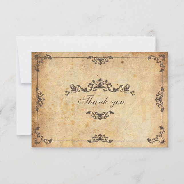 Vintage Blumenbraun Hochzeit Dankeschön-Karte Dankeskarte (Vorderseite)