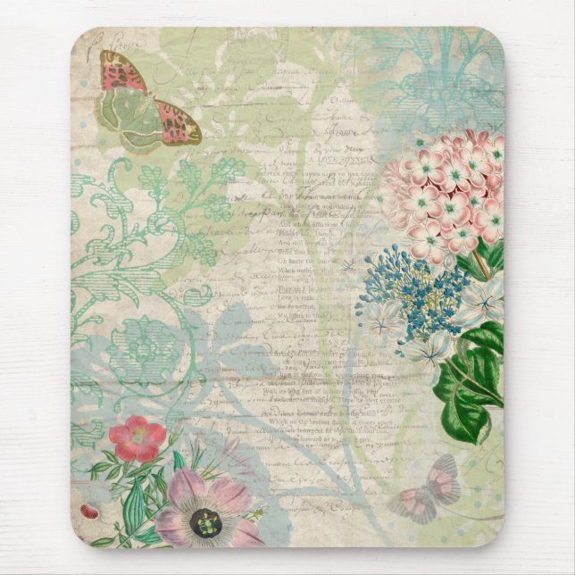 Vintage BlumenCollage Mousepad (Vorne)