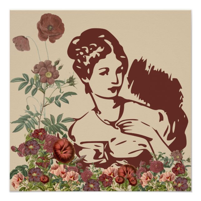 Vintage Blumendame Poster (Vorderseite)
