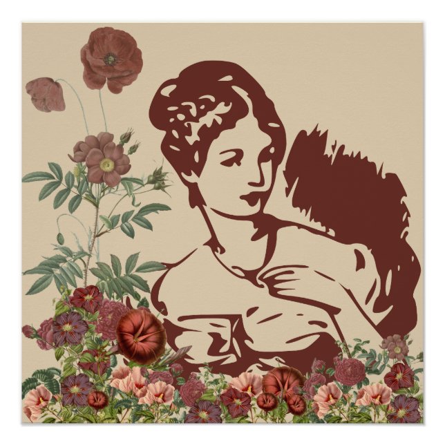 Vintage Blumendame Poster (Vorderseite)
