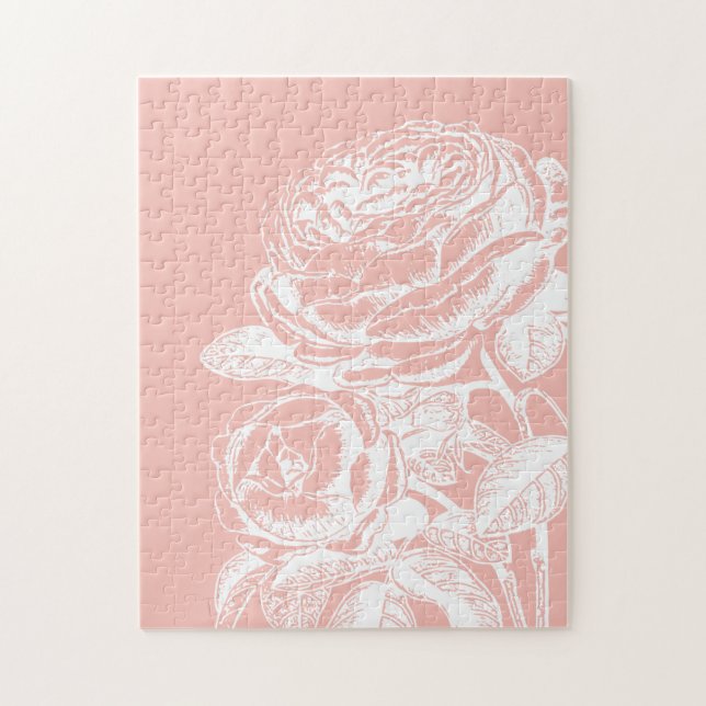 Vintage Blumendarstellung Rosa Rosa Botanisch (Vertikal)