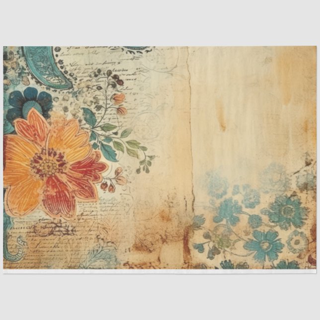 Vintage Blumendekoupage Seidenpapier (Vorderseite)