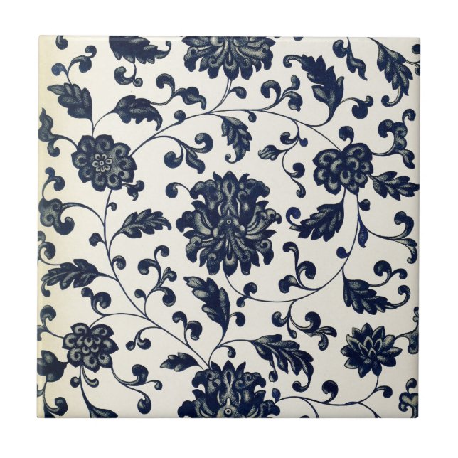 Vintage-Blumendesign Fliese (Vorderseite)