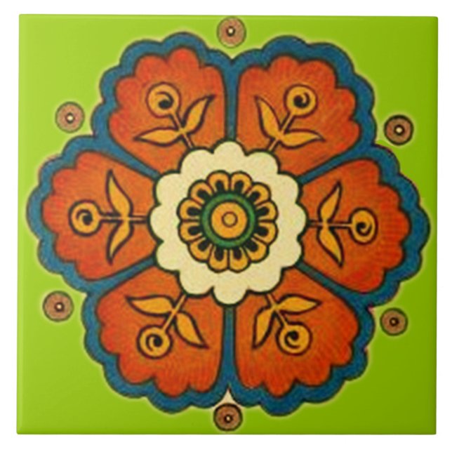 Vintage-Blumendesign Fliese (Vorderseite)