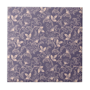 Vintage Blumendesign mit wirbelnden Reben Fliese