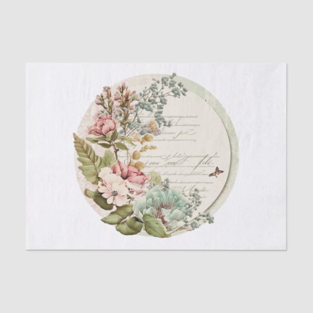 Vintage Blumenebene für Dekoupage Seidenpapier (Vorderseite)
