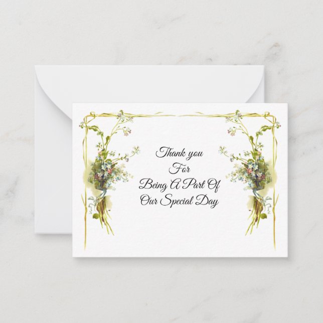 Vintage Blumenecke Danke Karte (Vorderseite)