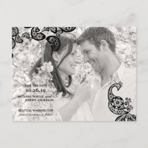 Vintage Blumener Pelikan Foto Save The Date Ankündigungspostkarte