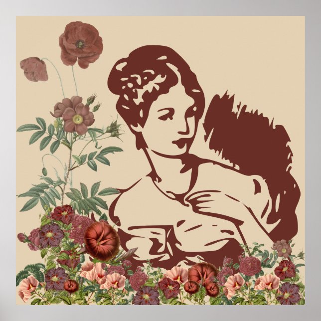 Vintage Blumenfrau Poster (Vorne)