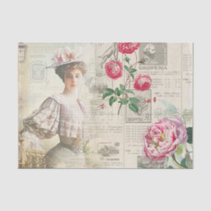 Vintage Blumenfrauen Dekoupage Crafting Seidenpapier