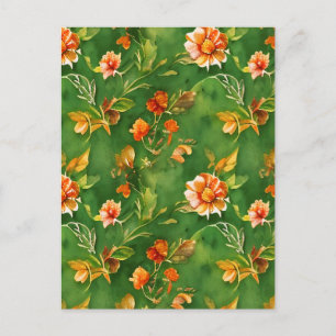 Vintage Blumengarten Aquarell Nahtloses Muster  Postkarte