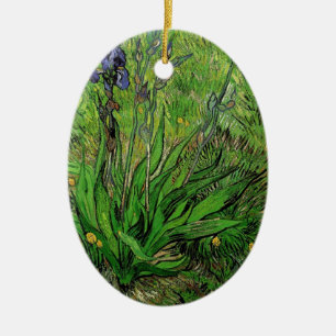 Vintage Blumengarten Blume Iris von Van Gogh. Keramikornament