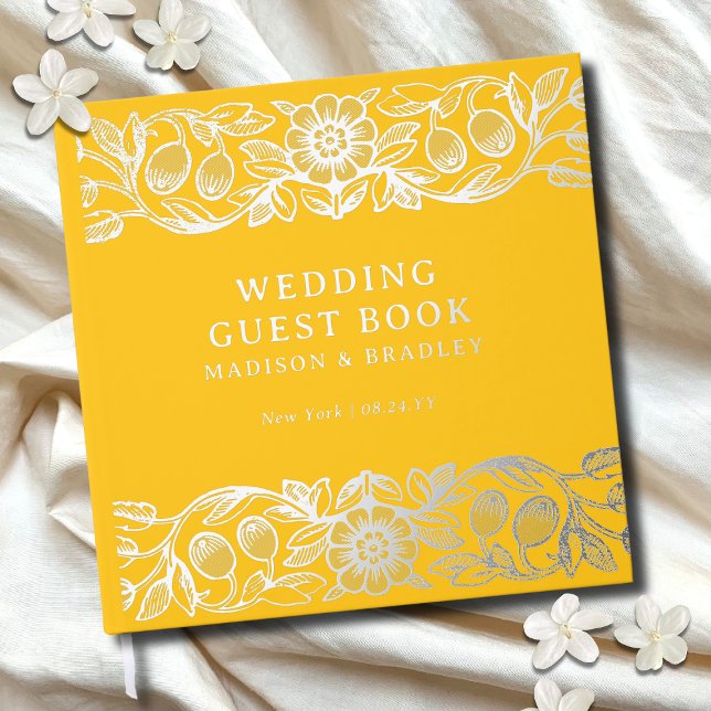 Vintage Blumengelbe Hochzeit Gästebuch (Von Creator hochgeladen)