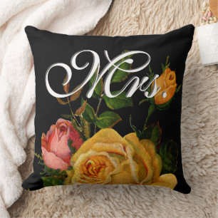 Vintage Blumengelbe und rosa Rose Kissen