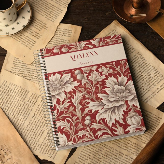 Vintage Blumengeschenke für Mama Rot Notizbuch (Vintage Floral Retirement Gifts for Mom)