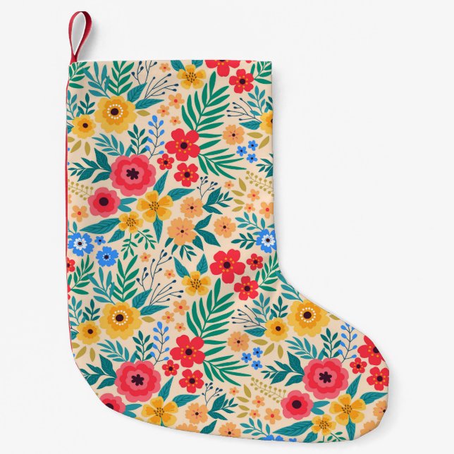 Vintage, blumengeschmückte Blume. Kleiner Weihnachtsstrumpf (Vorderseite)