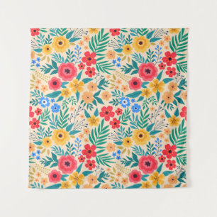 Vintage, blumengeschmückte Blume. Wandteppich