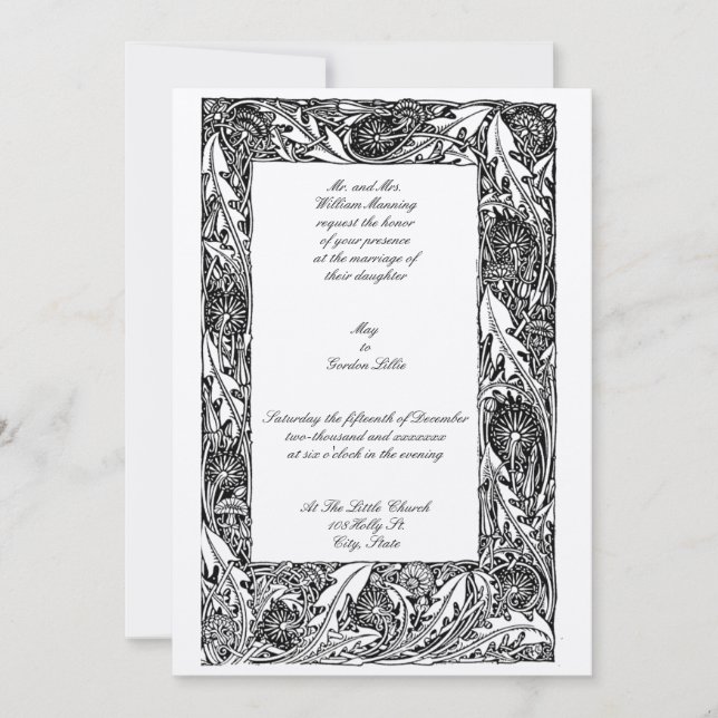 Vintage Blumengestelle und Folias Jugendstil Einladung (Vorderseite)
