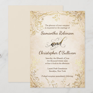 Vintage Blumengravur europäischen Stil Einladung