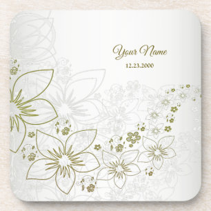 Vintage Blumengrün Elegante Hochzeitsfeier Getränkeuntersetzer