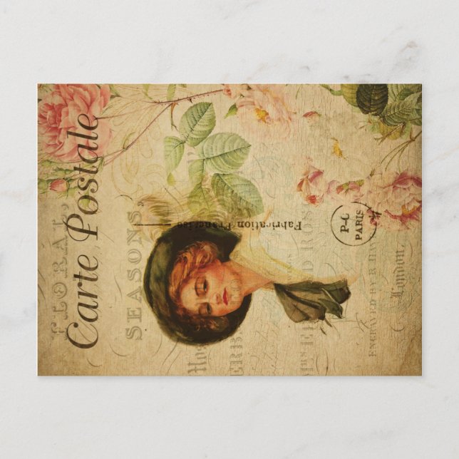 Vintage Blumengrüße Postkarte (Vorderseite)