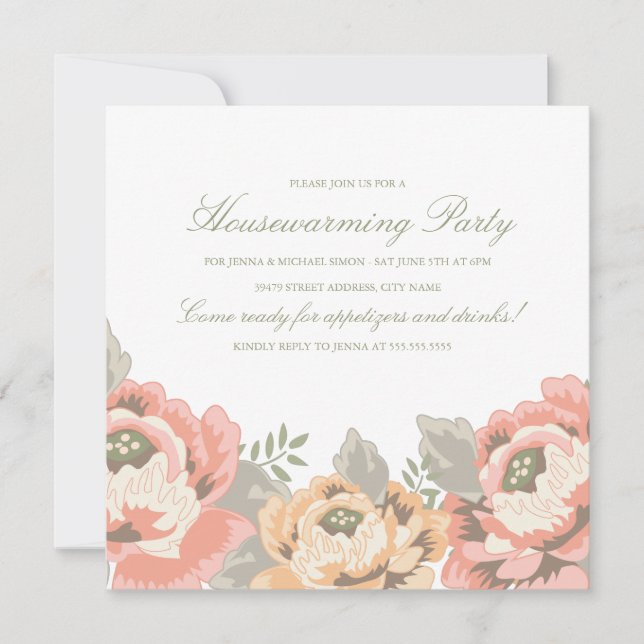 Vintage Blumenhäusliche Party Einladung (Vorderseite)