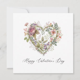 Vintage-Blumenherz-Valentinskarte