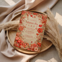 Vintage-Blumenherzen Valentinstag-Party