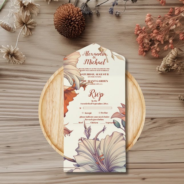 Vintage Blumenhochzeit All In One Einladung (Von Creator hochgeladen)